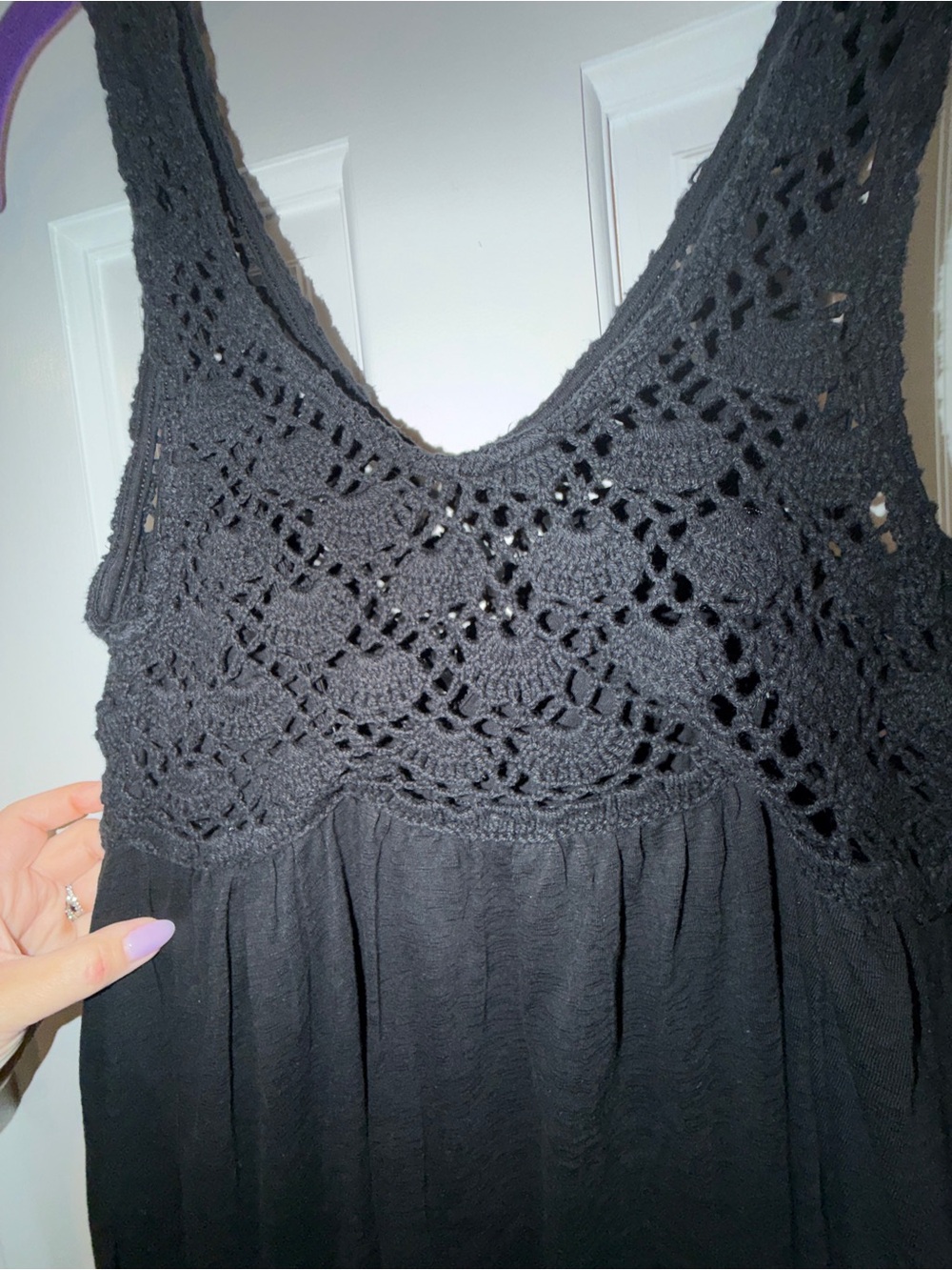 aerie Black Crochet Yoke Camisole